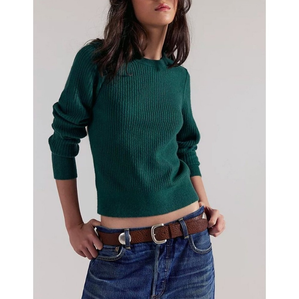 free people even after pullover sweater in rainforest green, women size small